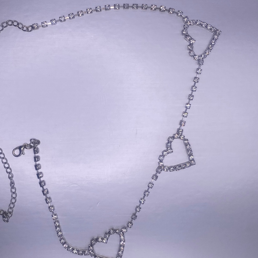 Gaudy Rhinestone Glitter Heart Choker Necklace, Chunky Sparkly Necklace SHEIN